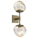 Luna Double Wall Sconce - Gilded Brass / Amber Floret