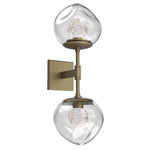 Luna Double Wall Sconce - Gilded Brass / Clear Floret