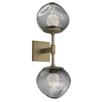 Luna Double Wall Sconce - Gilded Brass / Smoke Floret