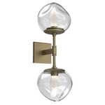 Luna Double Wall Sconce - Gilded Brass / Clear Geo