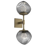 Luna Double Wall Sconce - Gilded Brass / Smoke Zircon