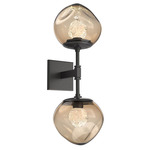 Luna Double Wall Sconce - Graphite / Bronze Floret