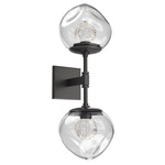 Luna Double Wall Sconce - Graphite / Clear Floret