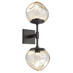 Luna Double Wall Sconce - Graphite / Amber Geo