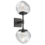 Luna Double Wall Sconce - Graphite / Clear Geo