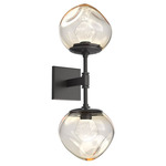 Luna Double Wall Sconce - Graphite / Amber Zircon