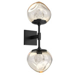 Luna Double Wall Sconce - Matte Black / Amber Floret