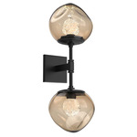 Luna Double Wall Sconce - Matte Black / Bronze Floret