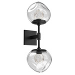 Luna Double Wall Sconce - Matte Black / Clear Floret