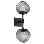 Luna Double Wall Sconce - Matte Black / Smoke Floret