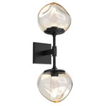 Luna Double Wall Sconce - Matte Black / Amber Geo