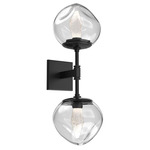 Luna Double Wall Sconce - Matte Black / Clear Geo