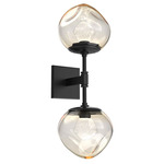 Luna Double Wall Sconce - Matte Black / Amber Zircon