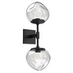 Luna Double Wall Sconce - Matte Black / Clear Zircon