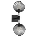 Luna Double Wall Sconce - Matte Black / Smoke Zircon