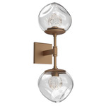 Luna Double Wall Sconce - Novel Brass / Clear Floret