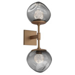 Luna Double Wall Sconce - Novel Brass / Smoke Floret