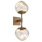 Luna Double Wall Sconce - Novel Brass / Amber Geo