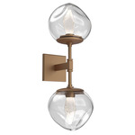 Luna Double Wall Sconce - Novel Brass / Clear Geo