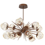 Luna Oval Starburst Chandelier - Burnished Bronze / Amber Floret