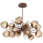 Luna Oval Starburst Chandelier - Burnished Bronze / Bronze Floret