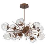 Luna Oval Starburst Chandelier - Burnished Bronze / Clear Floret