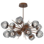 Luna Oval Starburst Chandelier - Burnished Bronze / Smoke Floret