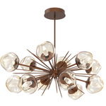 Luna Oval Starburst Chandelier - Burnished Bronze / Amber Geo