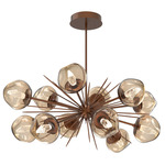 Luna Oval Starburst Chandelier - Burnished Bronze / Bronze Geo