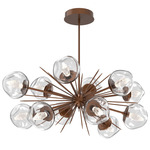 Luna Oval Starburst Chandelier - Burnished Bronze / Clear Geo