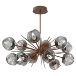 Luna Oval Starburst Chandelier - Burnished Bronze / Smoke Geo