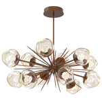 Luna Oval Starburst Chandelier - Burnished Bronze / Amber Zircon