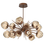 Luna Oval Starburst Chandelier - Burnished Bronze / Bronze Zircon