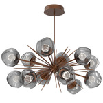 Luna Oval Starburst Chandelier - Burnished Bronze / Smoke Zircon