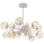 Luna Oval Starburst Chandelier - Beige Silver / Amber Floret