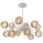 Luna Oval Starburst Chandelier - Beige Silver / Bronze Floret