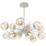 Luna Oval Starburst Chandelier - Beige Silver / Amber Geo