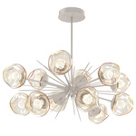 Luna Oval Starburst Chandelier - Beige Silver / Amber Zircon