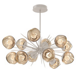 Luna Oval Starburst Chandelier - Beige Silver / Bronze Zircon