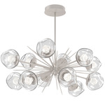 Luna Oval Starburst Chandelier - Beige Silver / Clear Zircon