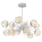 Luna Oval Starburst Chandelier - Classic Silver / Amber Floret