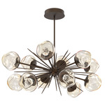 Luna Oval Starburst Chandelier - Flat Bronze / Amber Floret