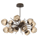 Luna Oval Starburst Chandelier - Flat Bronze / Bronze Floret