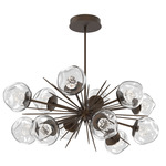 Luna Oval Starburst Chandelier - Flat Bronze / Clear Floret