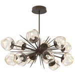 Luna Oval Starburst Chandelier - Flat Bronze / Amber Geo