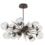 Luna Oval Starburst Chandelier - Flat Bronze / Clear Geo