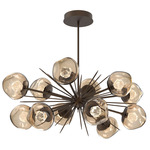 Luna Oval Starburst Chandelier - Flat Bronze / Bronze Zircon