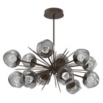 Luna Oval Starburst Chandelier - Flat Bronze / Smoke Zircon