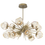 Luna Oval Starburst Chandelier - Gilded Brass / Amber Floret