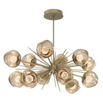 Luna Oval Starburst Chandelier - Gilded Brass / Bronze Floret